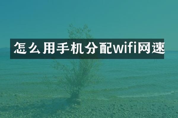 怎么用手机分配wifi网速