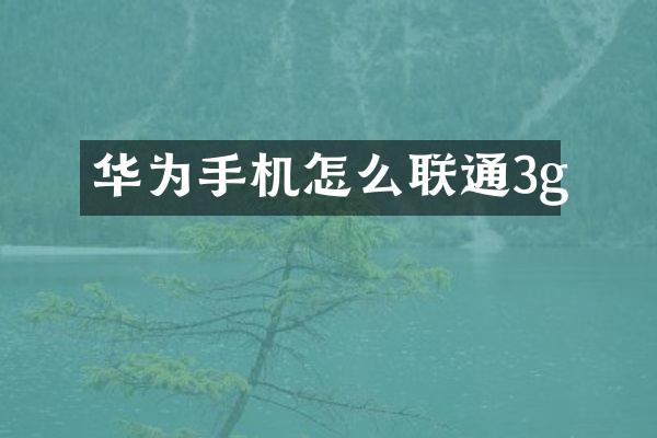 华为手机怎么联通3g