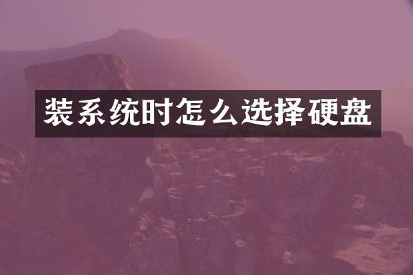装系统时怎么选择硬盘