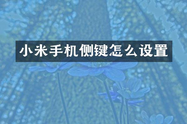 小米手机侧键怎么设置