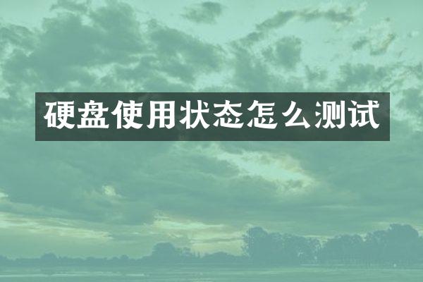 硬盘使用状态怎么测试