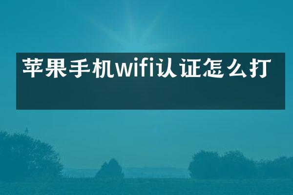 苹果手机wifi认证怎么打开