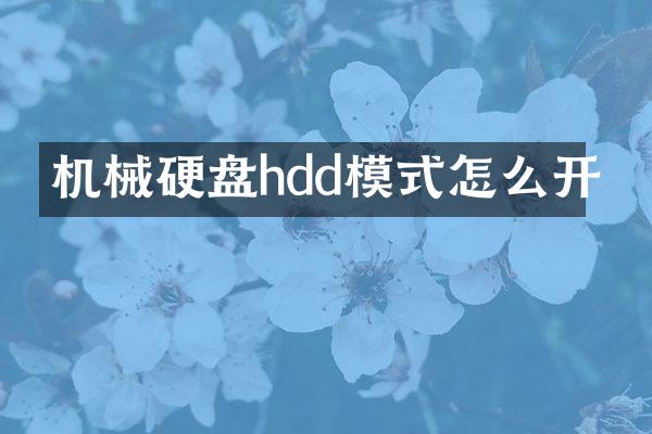机械硬盘hdd模式怎么开