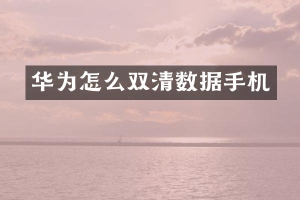 华为怎么双清数据手机