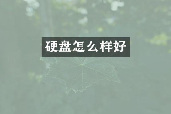硬盘怎么样好
