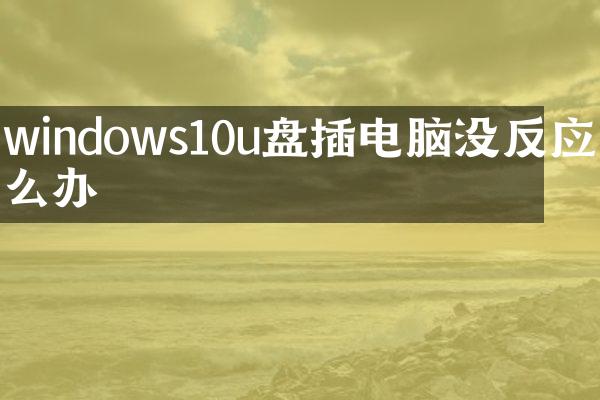 windows10u盘插电脑没反应怎么办