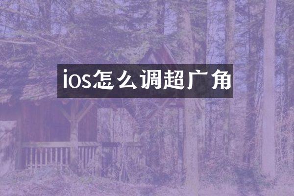 ios怎么调超广角