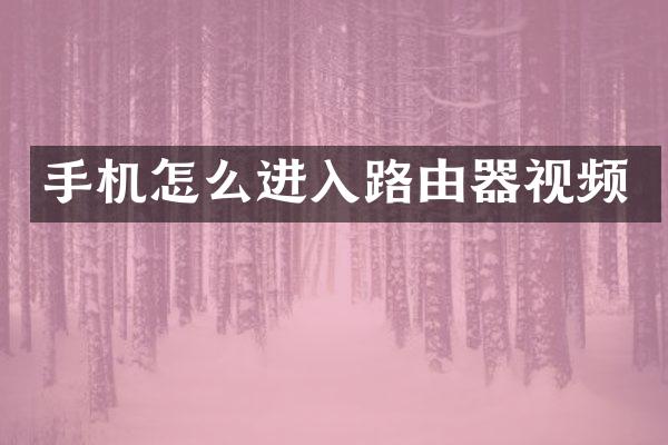 手机怎么进入路由器视频
