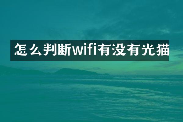 怎么判断wifi有没有光猫