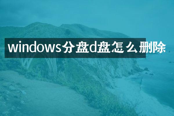 windows分盘d盘怎么删除