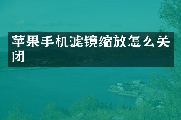 苹果手机滤镜缩放怎么关闭