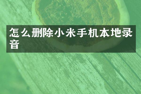 怎么删除小米手机本地录音