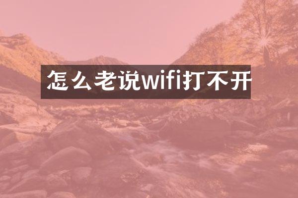 怎么老说wifi打不开