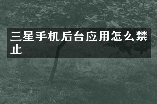 三星手机后台应用怎么禁止