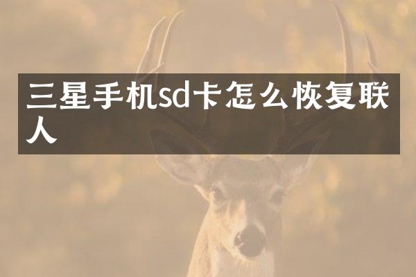 三星手机sd卡怎么恢复联系人