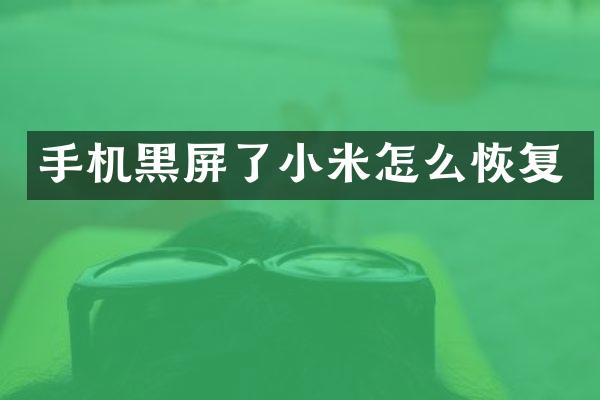 手机黑屏了小米怎么恢复