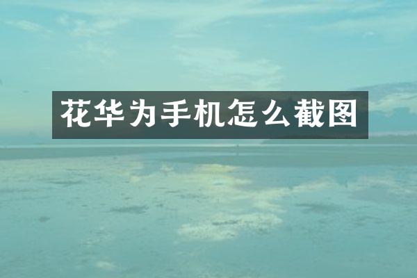 花华为手机怎么截图