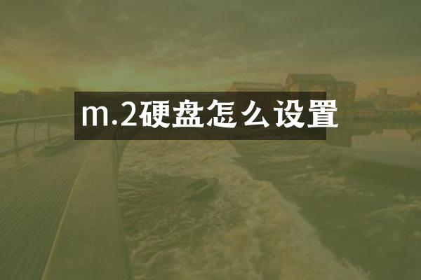 m.2硬盘怎么设置