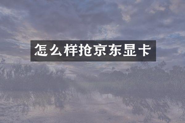 怎么样抢京东显卡