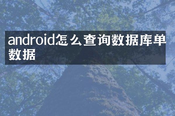 android怎么查询数据库单个数据