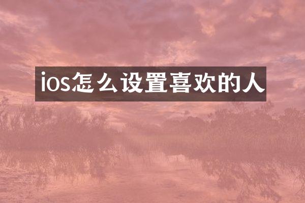 ios怎么设置喜欢的人