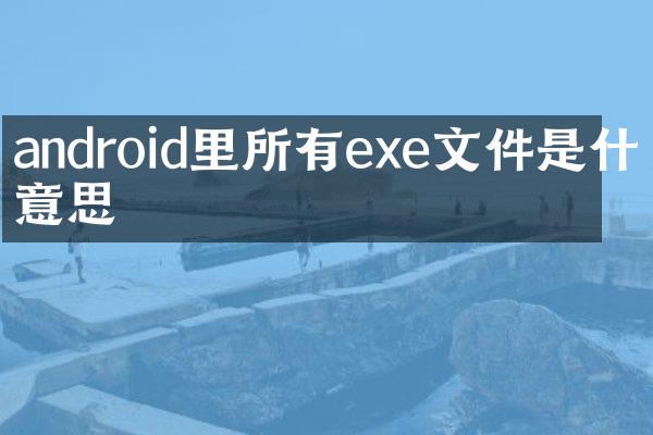 android里所有exe文件是什么意思