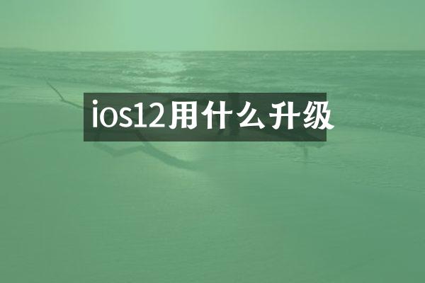ios12用什么升级