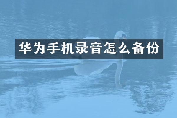 华为手机录音怎么备份