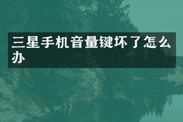 三星手机音量键坏了怎么办