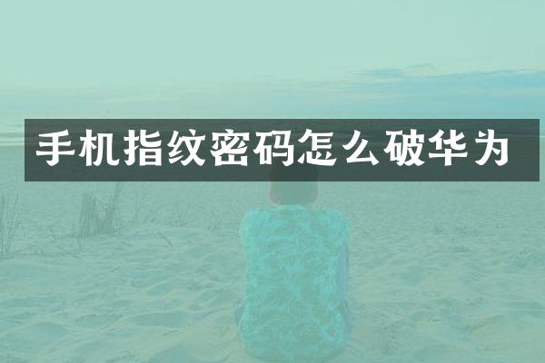 手机指纹密码怎么破华为