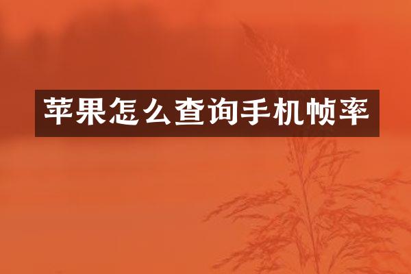 苹果怎么查询手机帧率