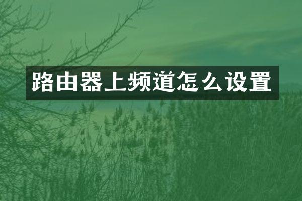 路由器上频道怎么设置