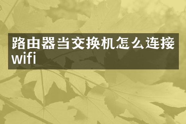 路由器当交换机怎么连接wifi