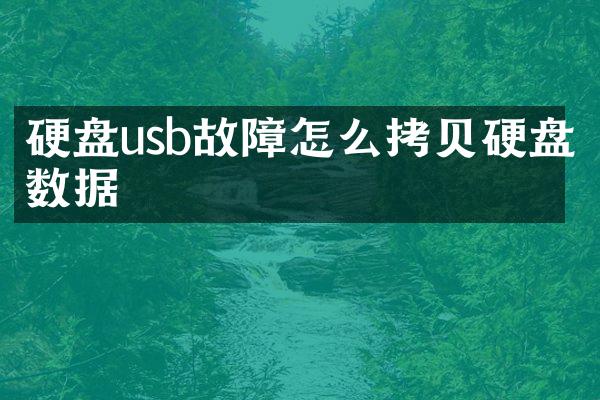硬盘usb故障怎么拷贝硬盘数据