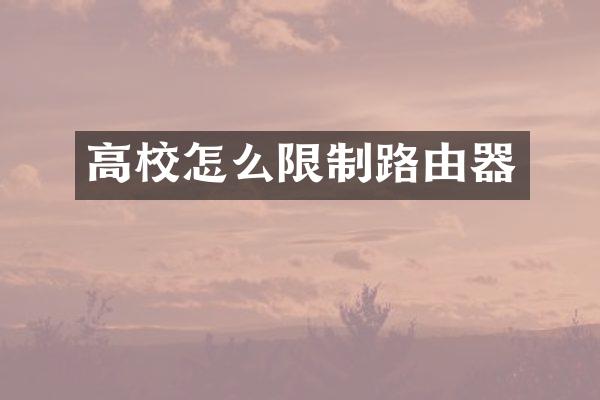 高校怎么限制路由器
