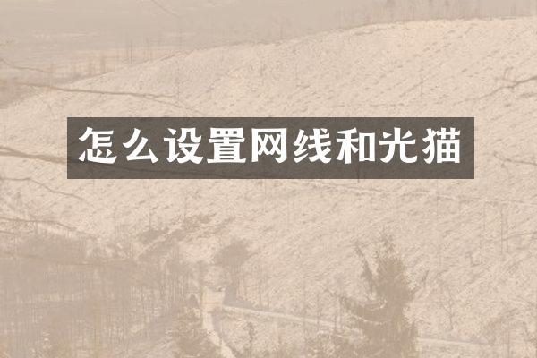 怎么设置网线和光猫