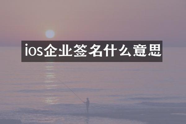 ios企业签名什么意思
