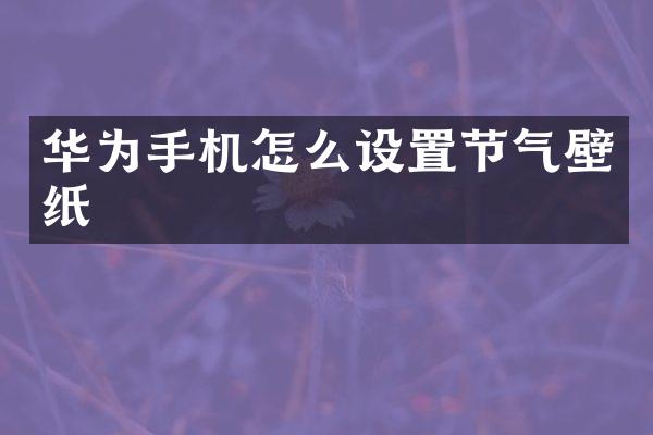 华为手机怎么设置节气壁纸