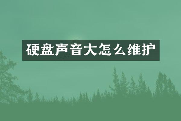 硬盘声音大怎么维护