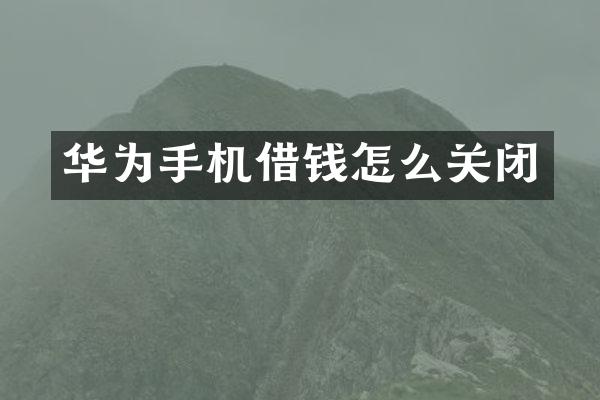华为手机借钱怎么关闭