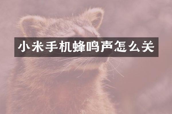 小米手机蜂鸣声怎么关
