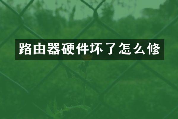 路由器硬件坏了怎么修