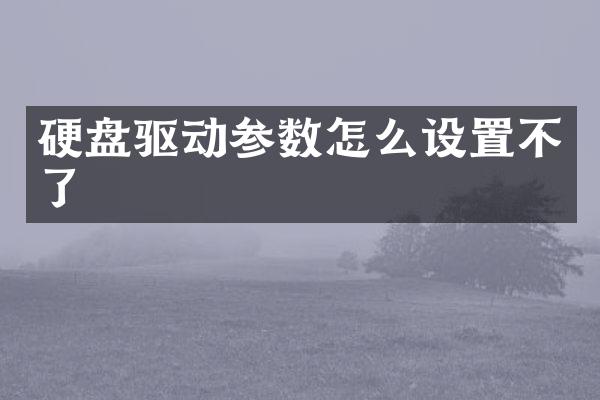 硬盘驱动参数怎么设置不了