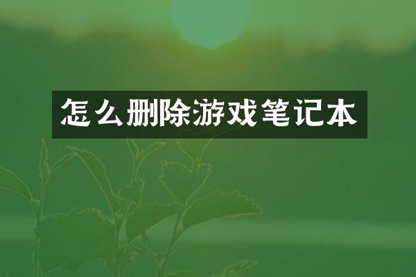 怎么删除游戏笔记本