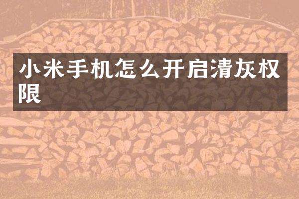 小米手机怎么开启清灰权限