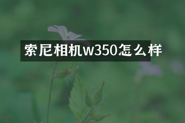 相机w350怎么样