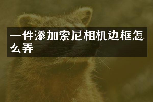 一件添加相机边框怎么弄