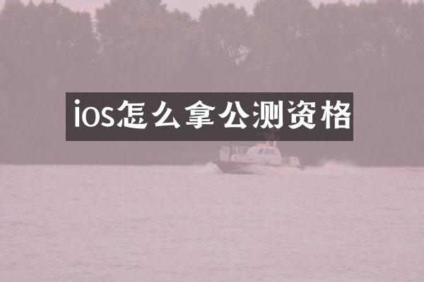 ios怎么拿公测资格