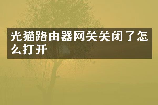 光猫路由器网关关闭了怎么打开