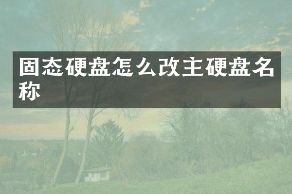 固态硬盘怎么改主硬盘名称